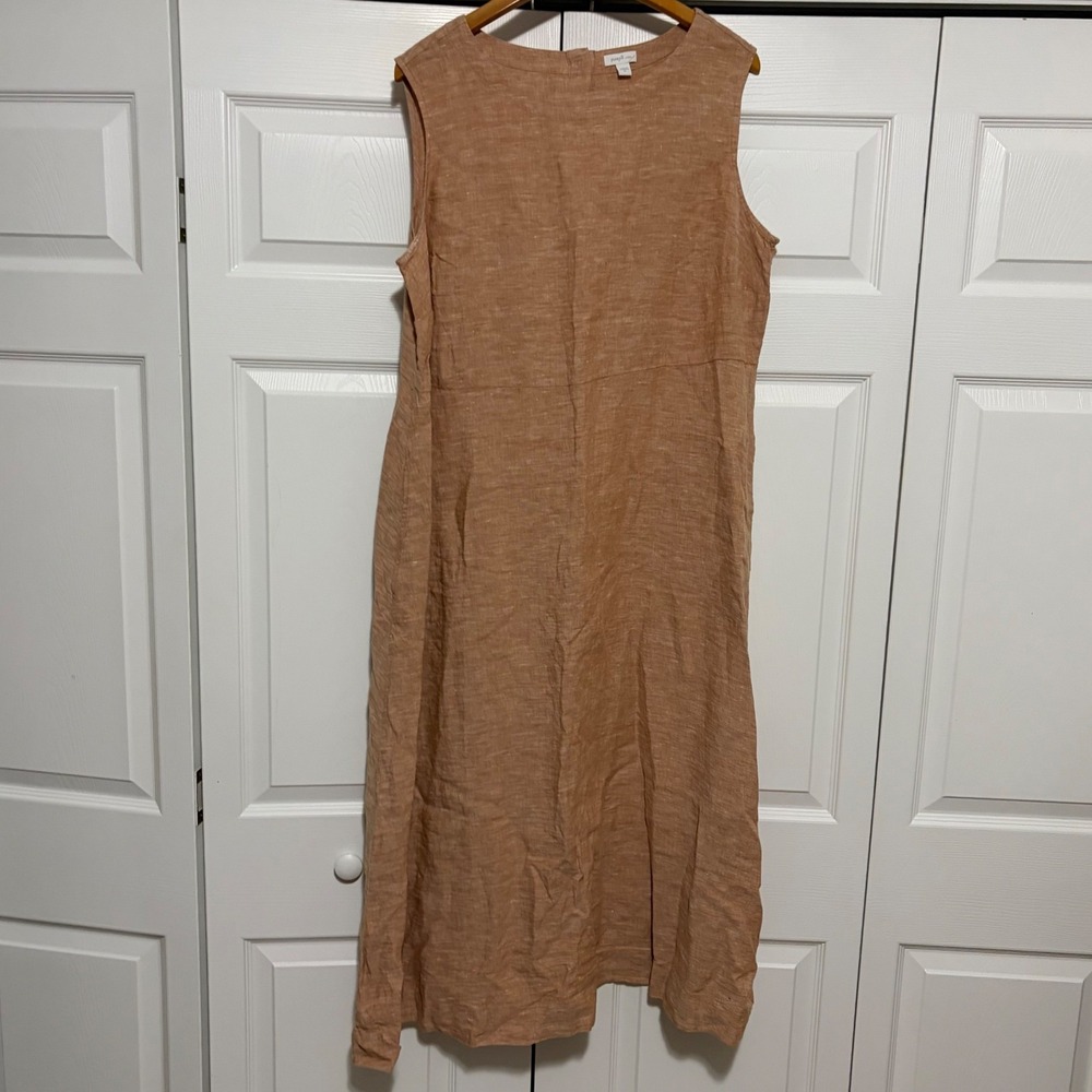 Pure Jill Linen Shift Dress Womens XL Terracotta Orange Relaxed Comfort 90s Core